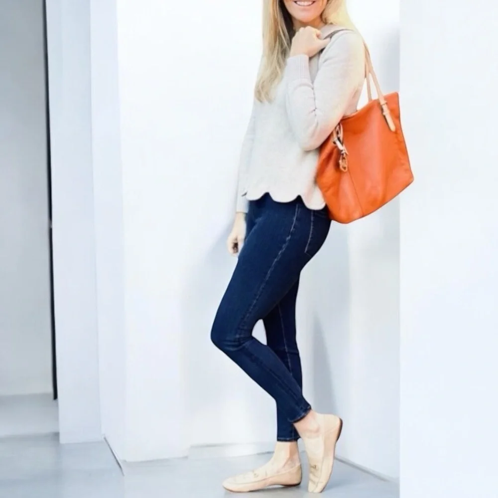 Michael Kors 2 pc Jet Set Orange Pebbled Leather Shoulder bag & wristlet wallet